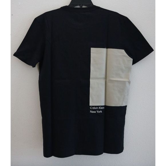 Calvin Klein 40CM814001 Men Sz M Black Beauty CK Knockout Logo Crewneck T-Shirt - Picture 2 of 7